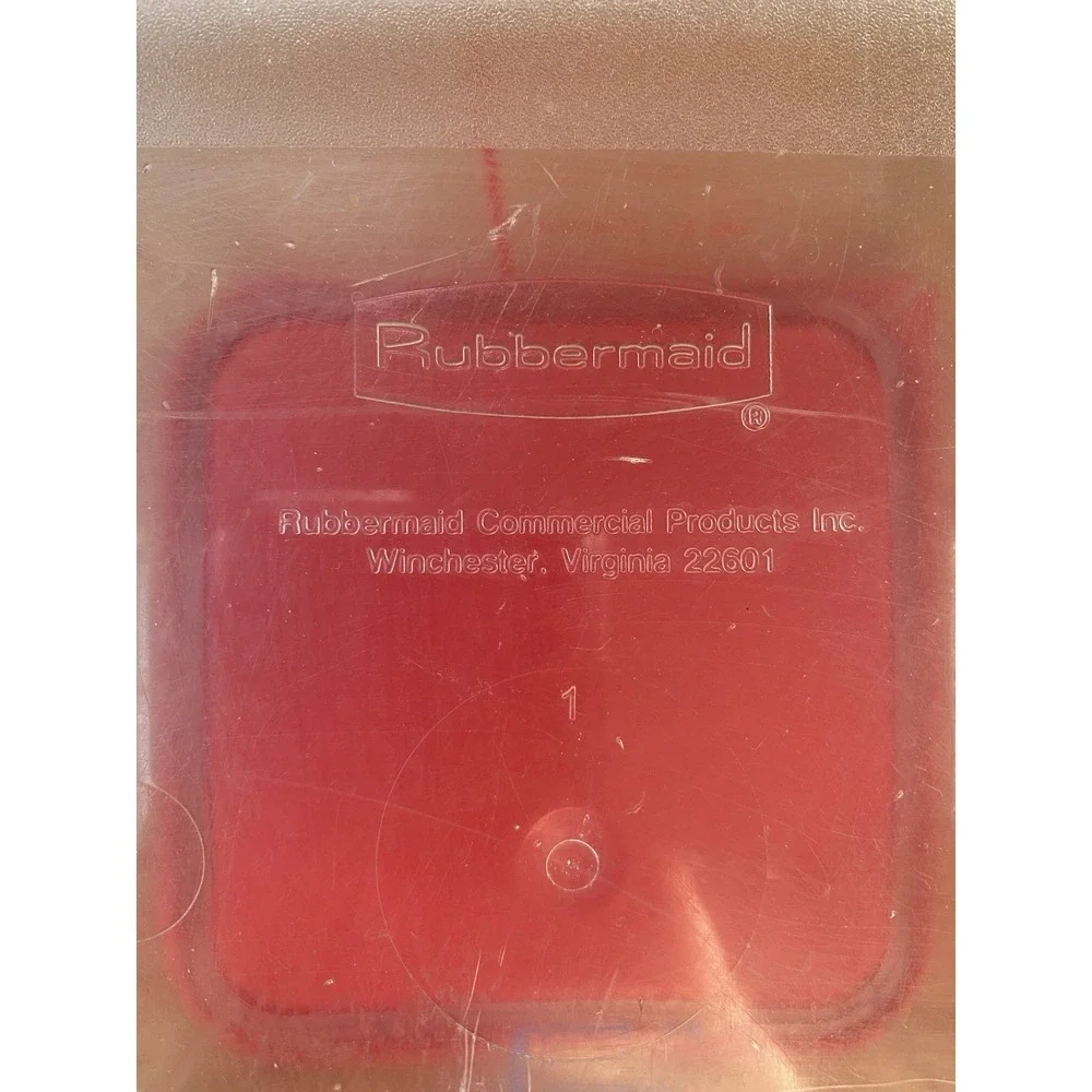 Rubbermaid Commercial Square Storage Container 6 Qt Clear Red Lid‎ Handles 6306
